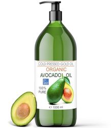 Huile d'Avocat pour Cheveux Huile d'Avocat Pure 1000 ml Vergetures Gerçures Peau Hydratation Visage Corps Pénètre la peau jusqu'à 6 fois mieux qu'une crème pour le corps