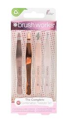 Brushworks HD 4 Piece Combination Tweezer Set - Gold