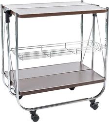 Iris Ohyama, Serviço de cozinha, armazenamento, 2 prateleiras, 1 cesta de armazenamento, com rodas, cozinha, sala de estar - Kitchen Wagon CW-005 - castanho