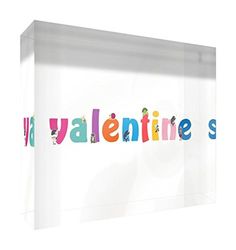 Little Helper Souvenir Décoratif en Acrylique Transparent Poli comme Diamant Style Illustratif Coloré avec le Nom de Jeune Fille Valentine 14,8 x 21 x 2 cm Grand