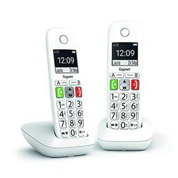 Gigaset E290 Duo - Téléphone Fixe sans Fil Blanc, 2 combinés avec Grand écran rétroéclairé, larges Touches, Fonction Blocage D'appels [Version Française]