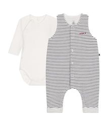 Petit Bateau Baby A09HY 2-delige set, marshmallow/roken, 1 maand, MARSHMALLOW/ROKEN, 0 Months