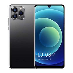 Dpofirs IP12 Pro + Smartphones desbloqueados 丨 Pantalla HD Full Waterdrop de 6.26 '' 丨 1 + 8GB 丨 Desbloqueo de Huellas Dactilares faciales 丨 WiFi + BT + FM + GPS 丨 para Android 5.1(Negro)