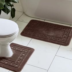 Catherine Lansfield Armoni Bath Mat and Pedestal Set Chocolate
