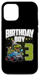 Carcasa para iPhone 13 Camión monstruo de dinosaurio T-Rex para niño de 3 años