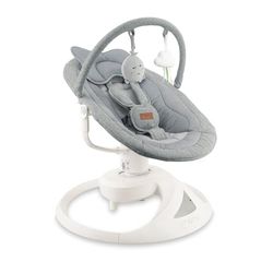 MoMi Babywip Pearl voor baby's tot 9 kg, 360° draaibare zitting, led-paneel, bluetooth, afstandsbediening, batterij- of netvoeding, voeding met USB-kabel, 5-punts veiligheidsgordel, beugel en