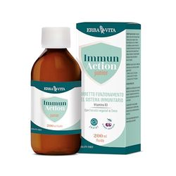 ERBA VITA Immun Action Fluido Junior integratore alimentare per i più piccoli a base di estratti di Astragalo, Sambuco ed Echinacea per supportare le naturali difese - 200 ml