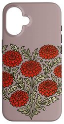 Retro Chrysanthemum Flower Vintage Floral Aesthetic Case for iPhone 16