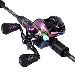 One Bass Hengel en haspel combo, Baitcasting Combo met SuperPolymer Handvat-Zwart-1.8M -Rechtshandig