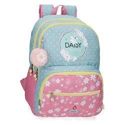 Enso Daisy schoolrugzak, dubbel vak, aanpasbaar, roze, 33 x 46 x 17 cm, polyester, 21,6 l, Violeta, Schoolrugzak met twee vakken, aanpasbaar aan de trolley