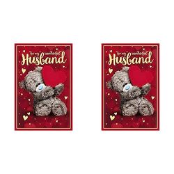 Me To You For My Wonderful Husband Happy Birthday Card,Mixed,Size:6x9,ALM93046 (Pack of 2)