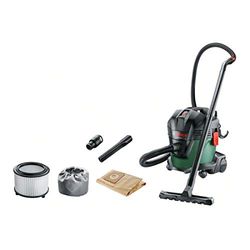 Bosch Universal Vac 15 - Aspirador en seco y húmedo, bolsa de filtros de papel, 1000 W y 15 l (incluye boquillas para ranuras y para suelos, 2 tubos de extracción, manguera 2,2m, en caja de cartón)