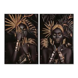Home ESPRIT Afrikansk modern bild 80 x 3,5 x 120 cm (2 stycken)