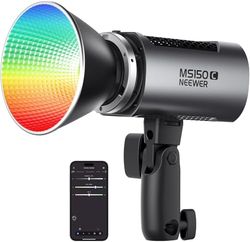 NEEWER MS150C Luce Video LED RGBWW, Controllo 2,4G/APP, 150W Mini Luci Studio RGB COB Illuminazione Continua Spotlight Portatile Bowens Mount, 2700K-6500K,18000lux/1m CRI97+/TLCI98+ 17 Effetti, RGBCW