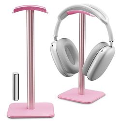 Alyvisun Soporte Auriculares [Base Pesada y Altura más Alta] Soporte de Cascos Ganchos para Todos los Auriculares de Juego/Escritorio, Rosa