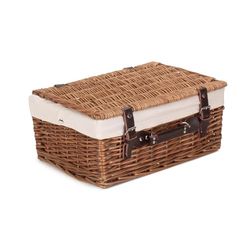 Red Hamper 41cm Double Steamed Picnic Wicker Basket with White Lining