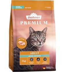Dehner Premium kattenvoer, droogvoer, actief/outdoor volwassenen, kip, 2 kg