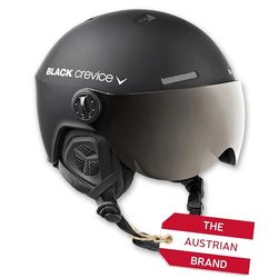 BLACK CREVICE Casque de ski Gstaad I Casque avec visière en style pilote en différentes couleurs I Casque de ski hommes & femmes I Casque de ski en polycarbonate et respirant I Taille réglable (S, noir)