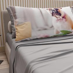 PETTI Artigiani Italiani - Lenzuola Animali con Cani in Cotone con Federe in Stampa Digitale, Lenzuola Letto Singolo, Completo Letto Singolo Grigio Chiaro, 100% Made in Italy