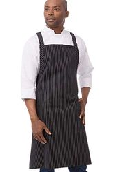 Chef Works Unisex Cross-Back Bib Schort, Zwart W/Witte Pinstripe, Eén Maat