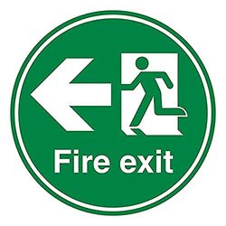 V Safety Fire Exit Arrow Left - 300 x 300 mm - Self Adhesive Floor Sticker Safety Sign