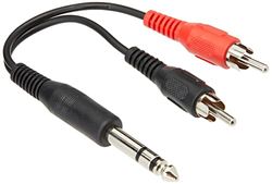 Pro Signal PSG03067 6.35mm (1/4") Stereo Jack Plug to 2x Phono (RCA) Plugs Lead, 150mm, Black