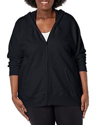JUST MY SIZE Fleece hoodie met ritssluiting voor dames, EcoSmart Midweight Sweatshirt met capuchon, Ebben, 5X groot