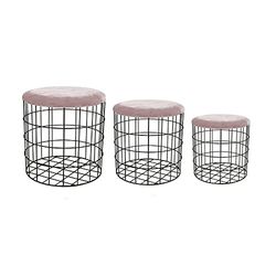 Noor Living Design Products 77288 Tabouret, Métal, Vieux Rose, Noir, m