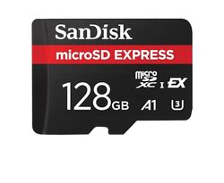 SanDisk microSD Express Card, 12GB mSD card, Read speeds up to 880 MB/s, Write Speeds up to 480MB/s, Sustained Write 100MB/s, SanDisk QuickFlow Technology, ThermAdapt, UHS-I, U3, C10