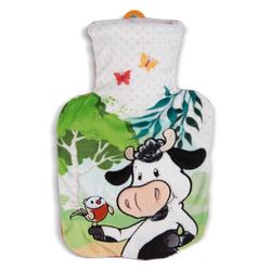Varmvattenflaska kossan Cowluna 500ml färgglad - Hållbar varmvattenflaska med gosedjur – värmande gosedjur från 10 månader – varmvattenflaska med djur – sängflaska med plyschdjur