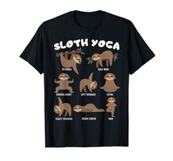 Cute Sloth Yoga Pose Exercise Stretch Workout Meditation Camiseta