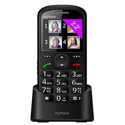 myPhone Halo 2 Téléphone Noir Portable Senior Débloqué avec Grandes Touches, Station de Charge