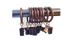 Copper Curtain Rings with Clips 28mm Strong Metal Curtain Hanging Rings Curtain Pole Rings & Clips for Curtains and Rods Pack of 20