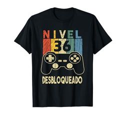 Nivel 36 Desbloqueado Gamer 36 Años Cumpleaños Camiseta