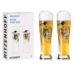 RITZENHOFF 3481002 Brauchzeit 2 Wheat Beer Glass Set, Multicoloured