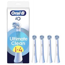 Oral-B Series iO Ultimate Clean Cabezales De Recambio Originales, Pack de 4 Recambios Blancos Para Cepillos De Dientes Eléctricos Oral-B iO, Eliminación Profunda De La Placa Bacteriana