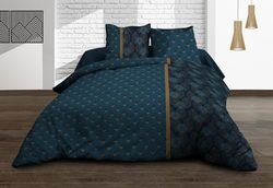 Housse de Couette 240x260 + 2 taies - Pur Coton 57 Fils - Seattle, Bleu