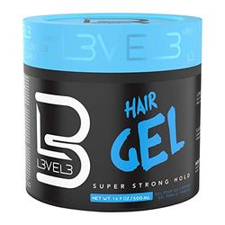 L3VEL3 Super Strong Hair Gel - Creates Sleek, Long Lasting Hairstyles - Gives Volume and Adds Shine - Water Based and Flake Free Formula - Clean and Refreshing Scent - Rinses out Easily - 500 ml