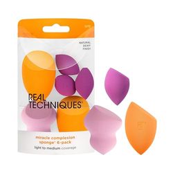 Real Techniques Esponjas Miracle Complexion de, una variedad de esponjas para mezclar maquillaje, base, esculpir y ocultar, cobertura acumulable, sin látex, 6 unidades