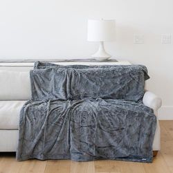 GRACED SOFT LUXURIES Manta Grande, Suave, cálida, Elegante, acogedora de Piel sintética para el hogar, sofá, Silla, Estudio, Sala de Estar (Gris sólido, Extra Grande 60 x 80 Pulgadas)