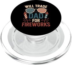 Cambiará a papá por fuegos artificiales del 4 de julio para niños PopSockets PopGrip para MagSafe