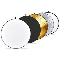 NEEWER Refletor de luz de 22 polegadas/60 cm, difusor de luz, 5 em 1, multi-disco dobrável com bolsa translúcida, prateada, dourado, branco e preto para iluminação de fotografia de estúdio e exterior
