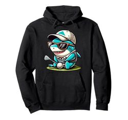 Cool Golf Shark With Sunglasses Pullover Hoodie