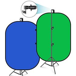 Neewer 5 x 7 ft/1,5 x 2 m opvouwbare Chromakey-achtergrond met ondersteuning van 2,6 m, groen, blauw, groen, omkeerbaar, 2-in-1 voor studio, fotografie, live streaming, videogesprekken, games