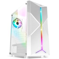 SPIRIT OF GAMER - Clone III | PC behuizing gamer RGB wit | ATX/mATX/ITX compatibel | medium lege gaming-toren met zijwand van gehard glas | 2 pc-ventilatoren 120 mm waarvan 1 ARGB inbegrepen