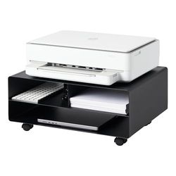 YAMAZAKI Rolling Printer Stand Soporte para Impresora de Escritorio para el hogar, Organizador de Oficina, Acero, aleado, Negro