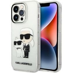 Karl Lagerfeld KLHCP14LHNKCTGT hoes voor iPhone 14 Pro 6,1" transparant hardcase Gliter Karl&Choupette