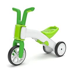 Chillafish Bunzi Loopfiets en driewieler, 2-in-1 speelgoed voor 1-3 jaar, in hoogte verstelbare babydriewieler en eerste loopfiets in één, stille niet-markerende wielen, limoen/wit