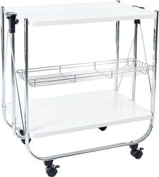 Iris Ohyama, Serviço de cozinha, armazenamento, 2 prateleiras, 1 cesta de armazenamento, com rodas, cozinha, sala de estar - Kitchen Wagon CW-005 - branco