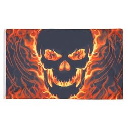 BANDIERA TESCHIO CON FUOCO 150x90cm - BANDIERA DEI PIRATI – PIRATA 90 x 150 cm - AZ FLAG